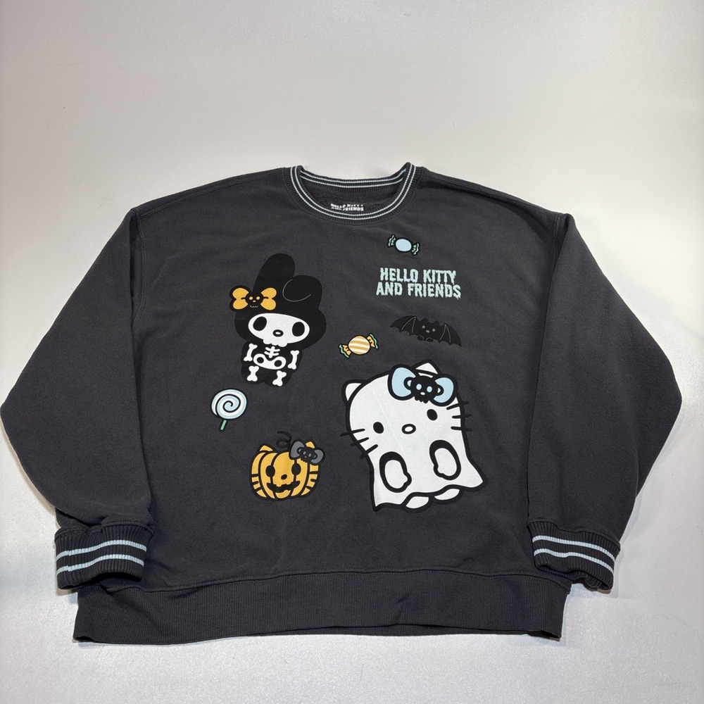 Sanrio Hello Kitty Friends 2XL Halloween Sweatshirt Dark Grey Glow In Dark EUC